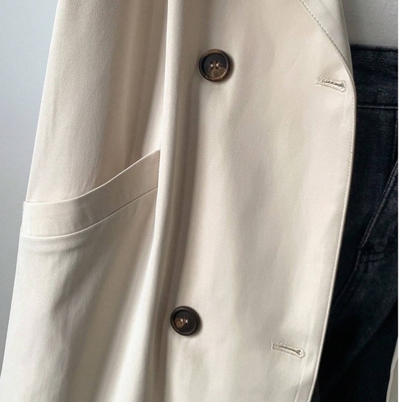 Classic Solid Double Button Pockets Cuff Short Sleeve Trench Coat - Picture 6 of 10